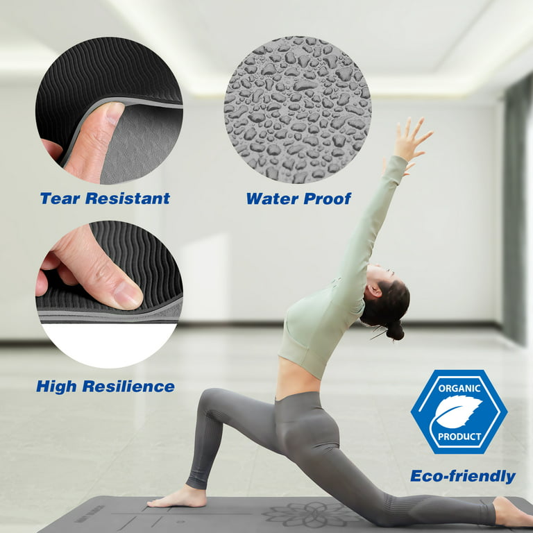 Mat Block Yoga Mat with Non-Slip 1/4 Thick Anti-Tear, High Density TPE  Eco-Friendly Foam Material for Home, Pilates and Floor Exercises & Fitness