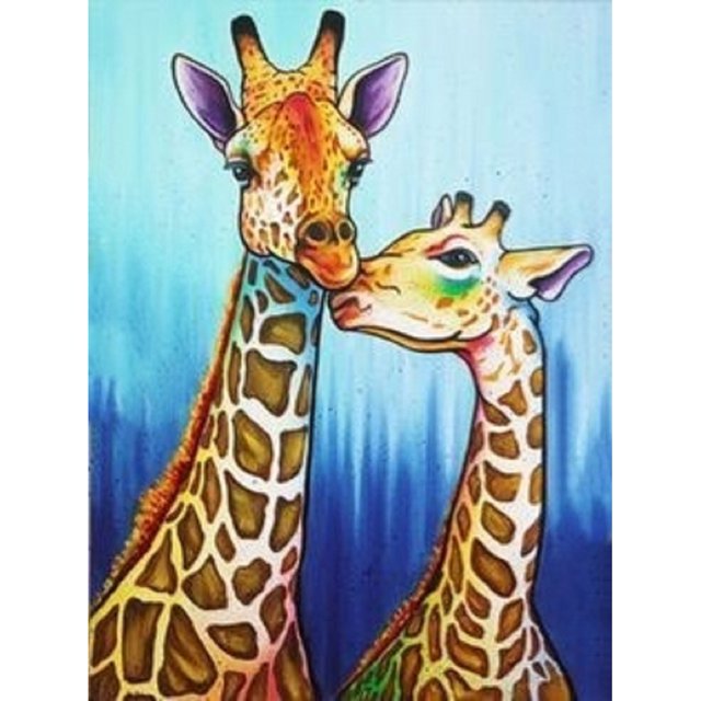 Taladro diamante pintura (DE4458) 5D DIY completo besando jirafa punto de cruz bordado 20X30cm Hugtrwg Para estrenar