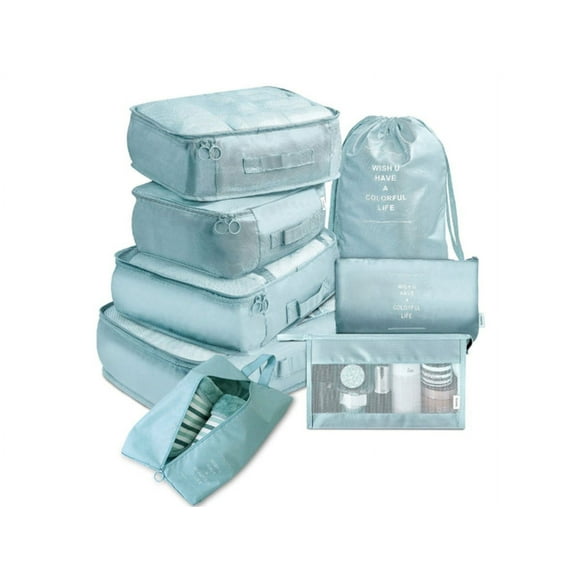 MPM Ensemble de 8 Cubes de Rangement pour Bagages, Sacs de Voyage, Ensemble d'Accessoires de Voyage Essentiels, Pack