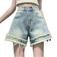 thumbnail image 2 of mfyjkho Pantalones Cortos Vaqueros Rectos Elásticos De Color Liso Para Mujer, De Primavera Y Verano, Para Bailar, Con Cintura Cruzada, Versátiles, Para Lucir En Las Piernas. Xl, 2 of 9