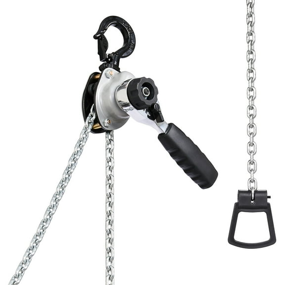 KFFKFF Manual Lever Chain Hoist, 1/2 Ton 1100 lbs Capacity, Heavy-Duty Come Along with 5 ft Lift, G80 Alloy Steel Chain, Dual Pawl Brake System, and 360° Rotating Hooks for Warehouse, Construction