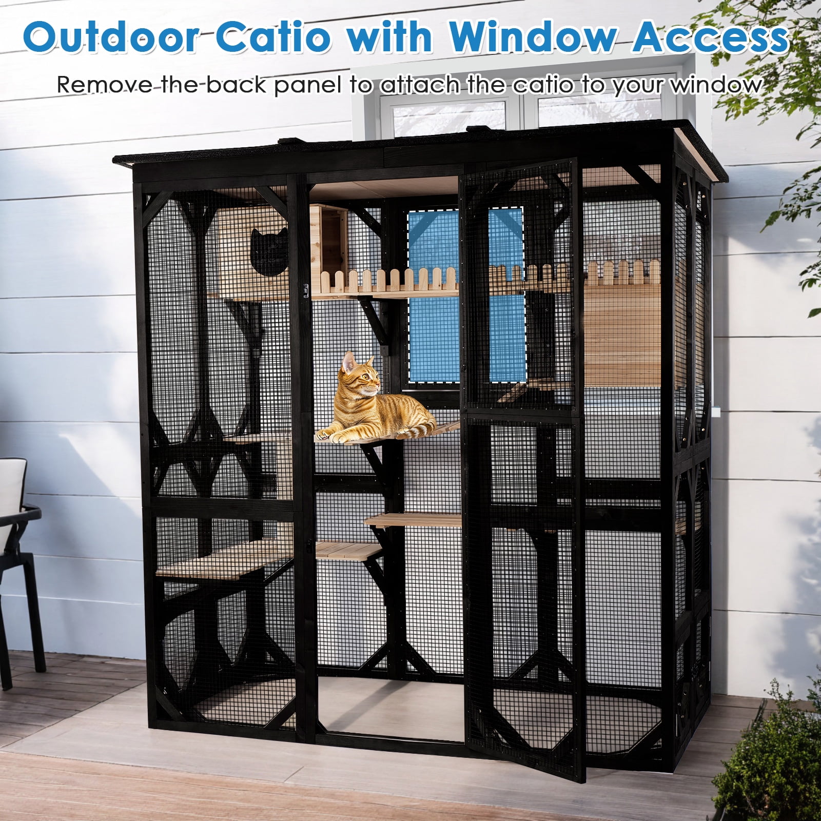 Large Catio Outdoor Cat Enclosure Walk in Cat House for Mulitiple Cats