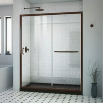 Infinity-Z 36 Inch D x 48 Inch W x 74-3/4 Inch H Clear Sliding Shower Door with Center Drain Shower Base