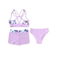 thumbnail image 4 of Zaldita Girls 3 Pieces Bikini Swimsuit Set Floral Print Sleeveless Bathing Suit Beach Swimwear Purple 6, 4 of 7