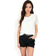 thumbnail image 2 of Women's Lace Eyelet Top with Scalloped Short Sleeves and Embroidered Details- White,Medium, 2 of 7