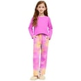 thumbnail image 2 of NAISIBABY Girls Outfit Set (3-15T), Long Sleeve T Shirt and Tie-Dye Pants Soft Comfort Home Clothes 2-Piece Hot Pink 7T, 2 of 7