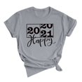 thumbnail image 2 of T-shirts d'Été pour Femmes Grande Taille, Hauts d'Été pour Femmes, Motif Imprimé, Manches Courtes, Col Rond, T-shirt Ample, Haut Happy2021, T-shirt à Col en V pour Femmes en Liquidation, 2 of 3