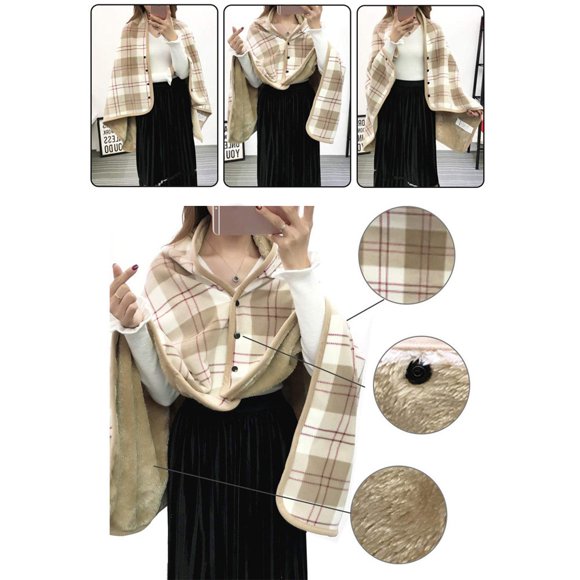 Lady Multifunction Doublelayer Tartan Plaid Blanket Scarf Wrap Shawl Winter Warm Blankets Thick Woven Throw Blankets Compressor Blanket Twin Blanket 20 Hush Blanket