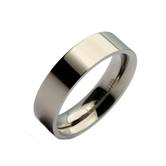 Metals Jewelry Unisex 6mm Titanium Mirror Polished Flat Pipe Cut Wedding Band Ring Size 12