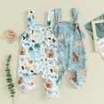 thumbnail image 4 of Gupgi Baby Boy Girl Spring Overalls Infant Cartoon Animal Print Sleeveless Square Neck Suspender Pants, 4 of 9