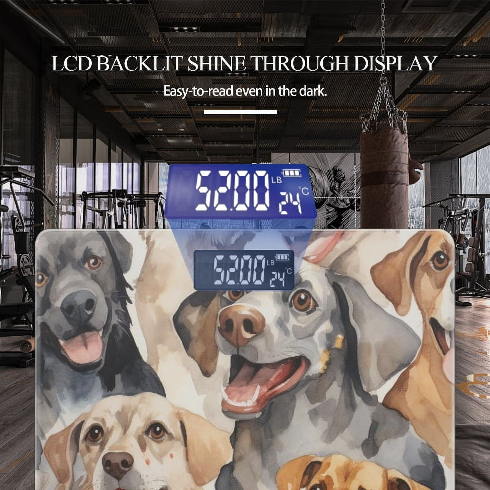 High Precision Body Weight Scale Smart Bathroom Scales with Large LCD Display(400lbs),Decorative for Bedroom-Happy Various Dogs Are Smiling