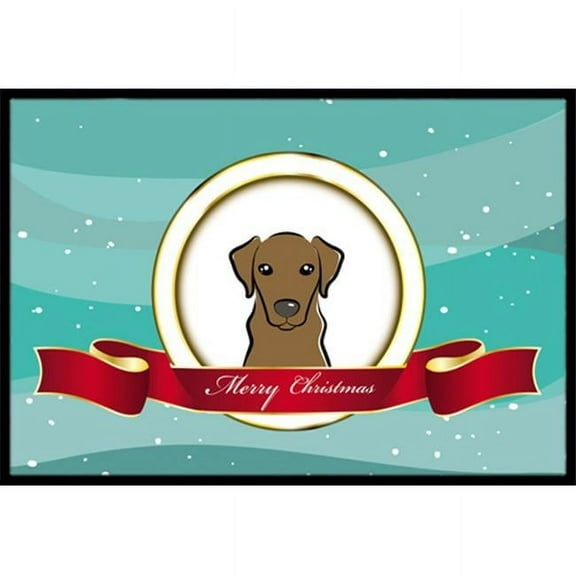 Caroline's Treasures BB1544MAT Chocolate Labrador Merry Christmas Door Mat, Indoor Rug or Outdoor Welcome Mat 18x27