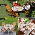 thumbnail image 4 of Grey Pumpkins Fall Round Tablecloth for 55-60 Inch Tables, Fitted Table Cover with Elastic Edge, Botanical Thanksgiving Floral Waterproof Outdoor Table Cloth Protector for Patio Garden Dinner Picnic, 4 of 9