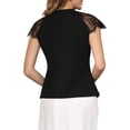 thumbnail image 3 of INSPIRE CHIC Women's Lace Short Sleeve Tops 2026 Casual Summer Blouse Tee Shirt S Black, 3 of 5
