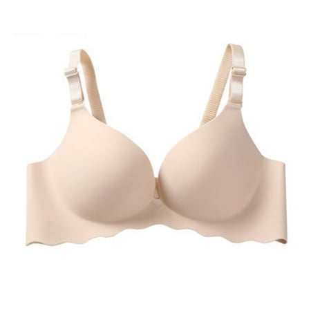 

harmtty Women Sexy Solid Color Seamless Wavy Breathable Push Up Bra Underwear Bralette Flesh Color 32B