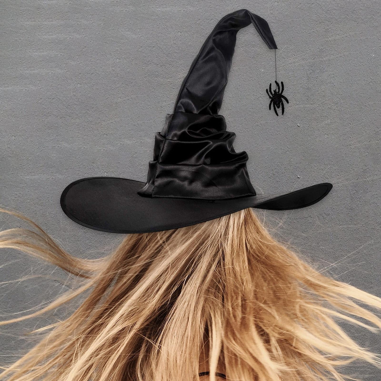 Chapeau De Sorcière Noir Froncé Pour Adulte - Accessoire Halloween, Cosplay Et Déguisement Femme/homme - 7