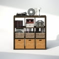 thumbnail image 4 of Furinno Cubicle Open Back Decorative Vintage Vinyl Record Media Storage Organizer, 9-Cube, Amber Pine, 4 of 5