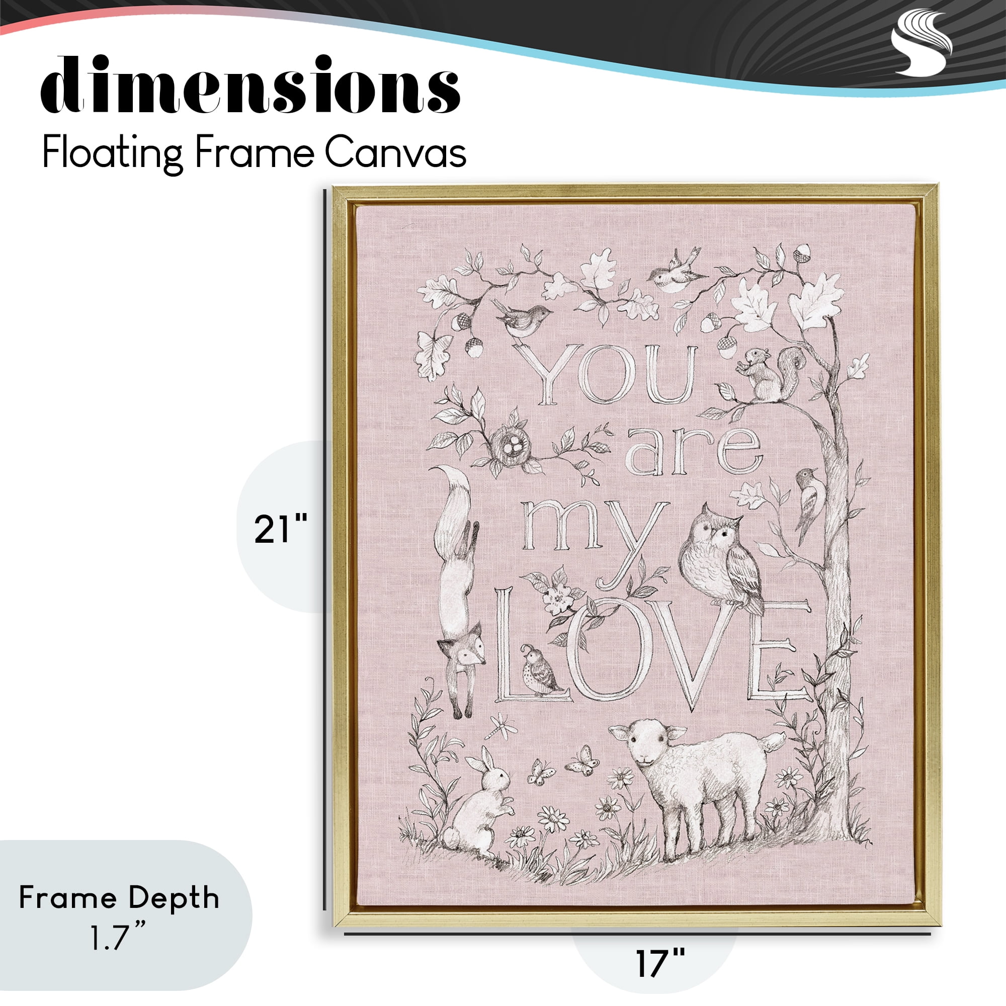 Stupell Industries You Are My Love Gold Framed Floater Canvas Wall Art, design by Susan Winget