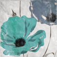 thumbnail image 2 of Villa, Milli 26x26 Black Ornate Wood Framed with Double Matting Museum Art Print Titled - Floral Teal and Blue Hues, 2 of 4