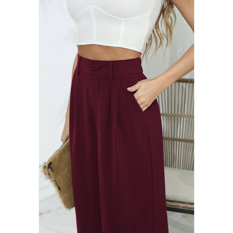 Uvplove Women's Lightweight Wide Leg Trousers, Casual High