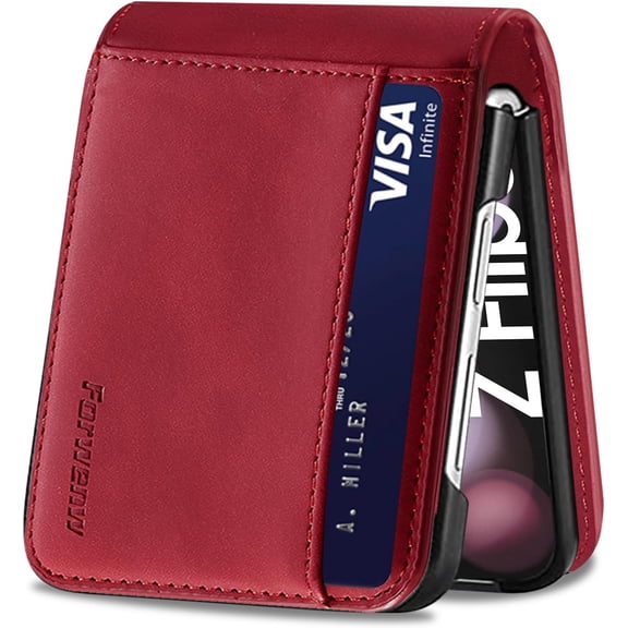 for Samsung Galaxy Z flip 5 Case Flip Leather Cover with Hinge Protection, Luxury Slim Thin Magnetic Wallet Case [1 Card Holder], Shockproof Full-Body Protective for Samsung Z Flip 5 Phone Case