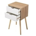 thumbnail image 4 of Set of 2 Nightstand End Table with 2 Storage Drawers and Solid Wooden Legs, Fashion Modern Side Table for Bedroom Living Room Furniture, 4 of 8