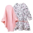 thumbnail image 3 of Odeerbi Niñas Floral Vestido Musulmán Con Hijab Ruffle Una Pieza de Vestido Islámico de Oración de Manga Larga Con Cuello Redondo de Algodón Set, 3 of 8