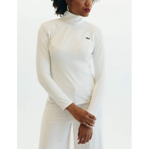 Mrs Momma Bear Long-Sleeve Mock Neck Athleisure White, Enza Marie Top (Women's)