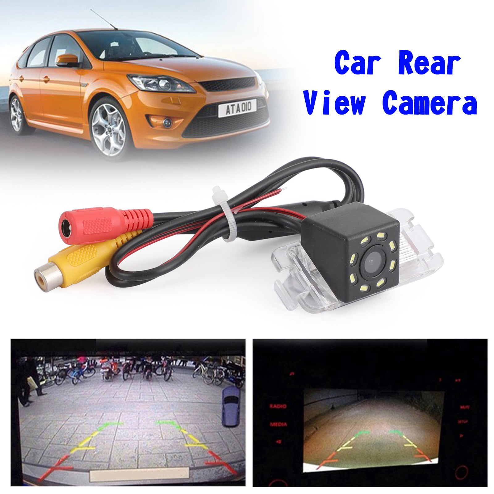 HD Night Vision Rearview Reverse Backup Camera for Sedan Suv Rv Hatchback Wagon 