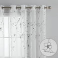thumbnail image 2 of Grey and White Floral Embroidery Sheer Curtains for Living Room, Flower Voile Semi Sheers Drape Panels Grommet Curtains for Bedroom Kitchen Yard Patio Parlor, 52 x 95 Inch, 2 Panels, 2 of 9