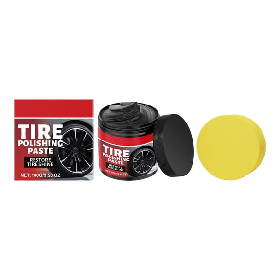 Car Tire Shine with Sponge, 100g Wheel Shine Tire Polishing Paste for Cars Trucks Motorcycles RVs More, Restores Like-New Look