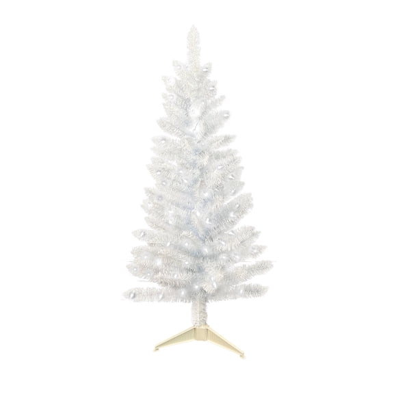 Makeatree 3FT White Artificial Mini Christmas Tree with 30 String Lights Small Fake Tabletop Tree Not Pre-Lit, for Home & Office Holiday Décor