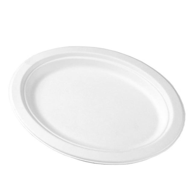 Graflsoa Eco-Friendly 10-Inch Biodegradable White Plates, 50-Pack Disposable Tableware for Parties & Events