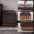 thumbnail image 6 of Swivel Storage Ottoman with Hidden Compartment, Square Faux Leather Footstool, Solid Acacia Wood Frame, 500 lbs Capacity, No Assembly Required, for Living Room & Bedroom, 6 of 9