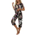 thumbnail image 4 of MINTREUS Women's Pajama Sets Short Sleeve Shirt and Capri Soft Pajama Sets with Pockets S-4XL, 4 of 7