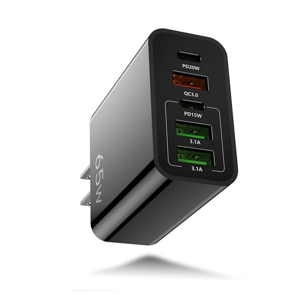 Venoro 5 Multi Port QC3.0 USB Hub+PD 65W Type C Fast Wall Charger Power Adapter Plug