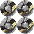 thumbnail image 2 of Shower Caps,Black White Gold Marble Pattern Waterproof Shower Cap for Women 4 Pieces,Double Reusable Hair Cover for Shower PEVA Elastic Stretch Hem, 2 of 7