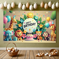 thumbnail image 7 of LUUFILx Cute Animal Themed Happy Birthday Backdrop Banner Party Supplies with Cartoon Animals Flowers Balloons Photography Props for Birthday Party Decorations, 7 of 7