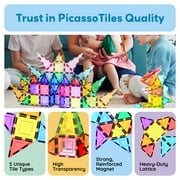 PicassoTiles 61PCS Magnetic Tiles – STEM Educational Construction Building Blocks, Creative Play & Brain Development Toy for Kids Kindergarten Toddler