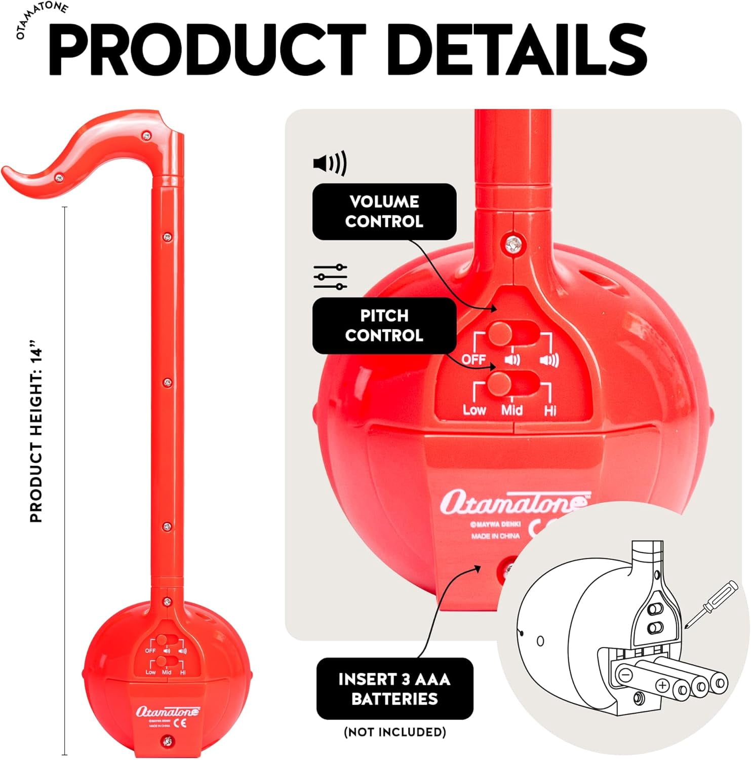 Otamatone Electronic Musical Instrument Toy for Children Unisex Adults - Red