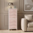 thumbnail image 3 of EDX 6 Drawer Fabric Dresser for Bedroom , Storage Organizer, Wide Chest of Drawers for Closet, Clothes,TV Stand, Pink, 3 of 7