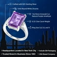 thumbnail image 2 of Gem Stone King 6.32 Cttw Purple Amethyst Engagement Ring for Women | 925 Sterling Silver| Emerald Cut 14X10MM | Gemstone February Birthstone | Size 9, 2 of 5