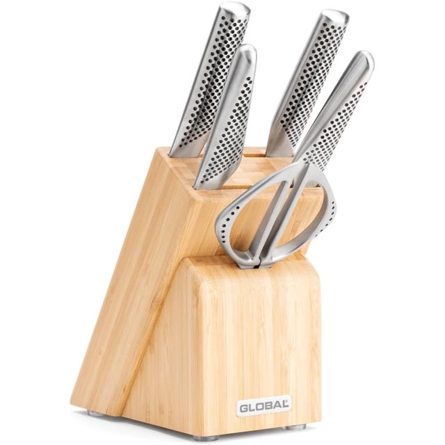 Global Takashi 6-Piece Knife Block Set – Premium Stainless Steel Kitchen Knives with Block