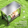 thumbnail image 3 of Chariot de Repas pour Gril Extérieur avec Plateau en Acier Inoxydable, Station de Préparation de BBQ Gris Anthracite avec Tablette Inférieure et Roues, 40.2 Pouces L x 22 Pouces P x 31.9 Pouces H, pour Terrasse et Jardin, 3 of 7
