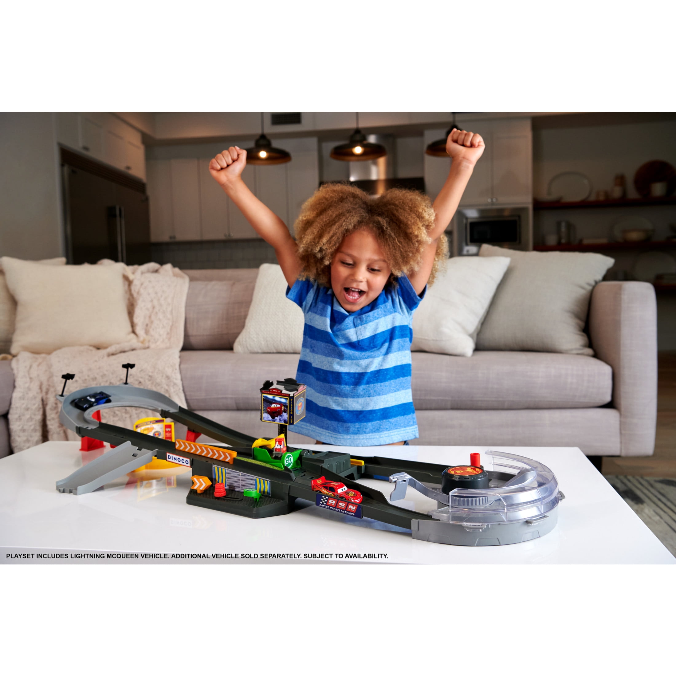 Disney Pixar Cars Piston Cup Action Speedway Playset, 1:55 Scale Track Set with Toy Car