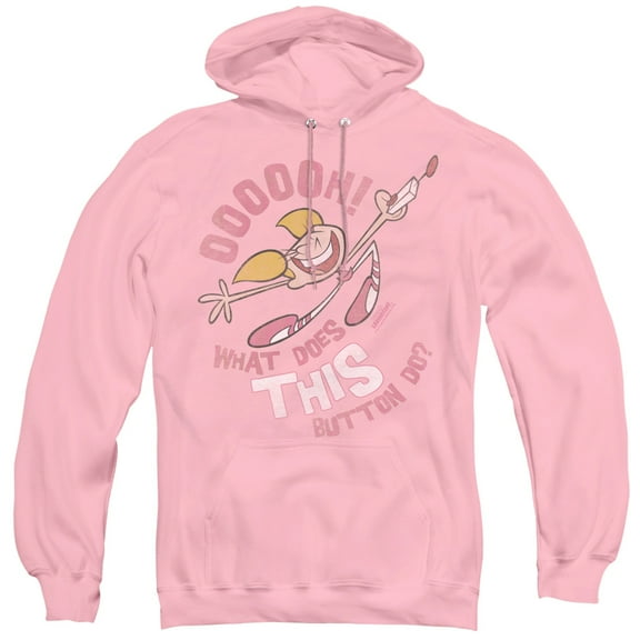 Dexter's Laboratory Button Adult Pullover Hoodie Sweatshirt Pink