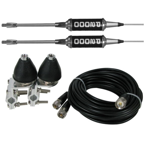 Combo: Dual Sirio Performer 2000 3/8 Trucker Antenna, COAX, BRACKETS
