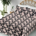 thumbnail image 3 of Ambesonne Floral Fitted & Flat Sheet with Shams 4 Pcs Set, Flower Buds Roses Art Spring, Calking, Dark Purple Mauve and Blush, 3 of 5