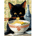 thumbnail image 1 of QISVANSET Black Cat Ramen Canvas Wall Print 15.75x11.81 Inches, 1 of 5