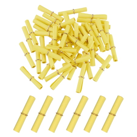 Uxcell 80 Pcs Mini Message Paper Scrolls, 3x6cm Mini Lucky Wishing Valentine Vintage Message Paper Scroll for Write Party Birthday Decor, Dark Yellow